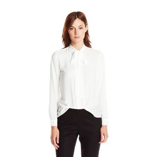French Connection + Women's Pippa Plains Tie Neck Blouse