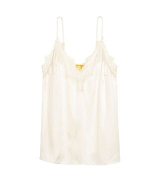 H&M + Strappy Satin Top With Lace