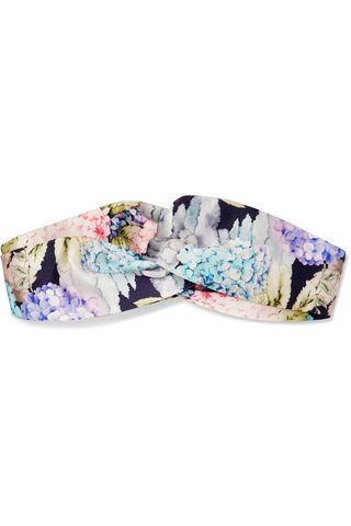 Gucci + Twisted Floral-Print Silk-Satin Headband