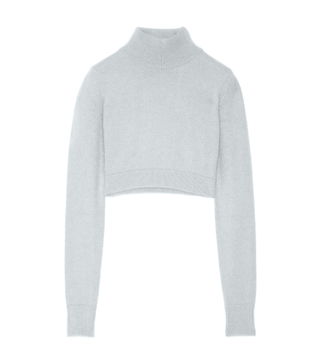 Balmain + Cropped Angora-Blend Turtleneck Sweater
