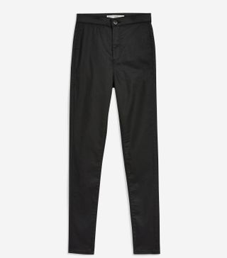 Topshop + Black Coated Joni Jeans