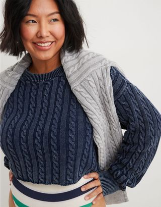 Aerie + Mini Cable Cropped Sweater