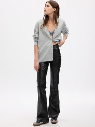 Gap + High Rise Vegan Leather '70s Flare Pants