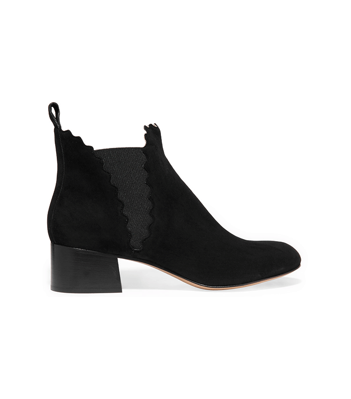 Chloé + Suede Scalloped Ankle Boots