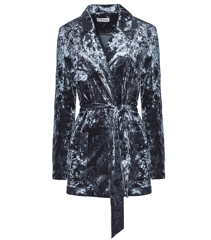 Pixie Market + Navy Robe Velvet Blazer