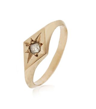 Kite Signet + Rose Gold Grey Diamond Ring