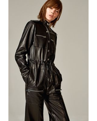 Zara + Long Leather Studio Jumpsuit