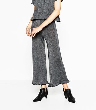 Zara + Frilled Shiny Trousers