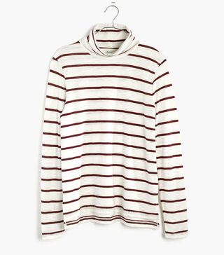 Madewell + Whisper Cotton Turtleneck in Wellton Stripe