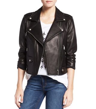 Rebecca Minkoff + Wes Perforated Panel Leather Moto Jacket