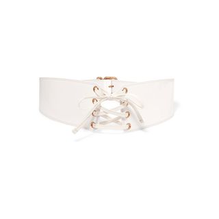 Prada + Lace-Up Patent Leather Waist Belt