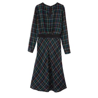 La Redoute Collections + Checked Cinched Waist Midi Dress
