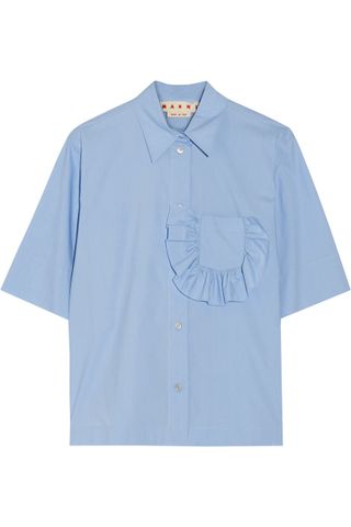 Marni + Ruffle-Trimmed Cotton-Poplin Shirt
