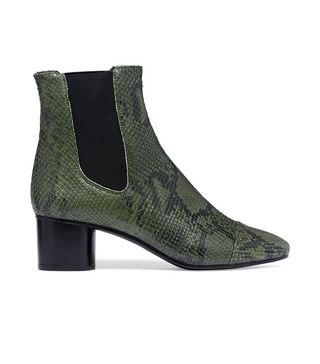 Isabel Marant + Danae Python-Effect Leather Ankle Boots