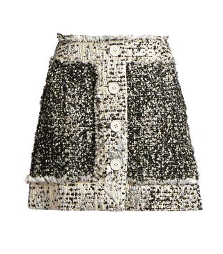 Christopher Kane + Button-Front Lamé-Tweed Mini Skirt