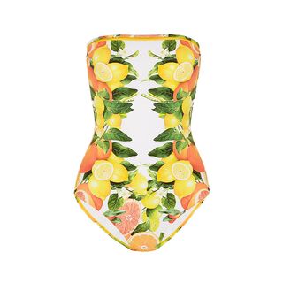 Stella McCartney + Mesh-Trimmed Printed Bandeau Swimsuit