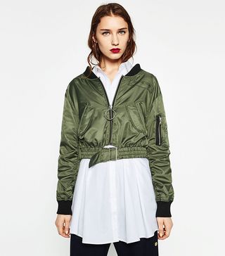 Zara + Cropped Bomber Jacket