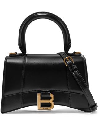 Balenciaga + Hourglass XS Leather Shoulder Bag