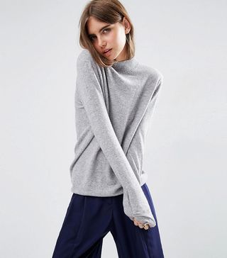 ASOS White + Cashmere Relaxed Funnel Neck Sweater