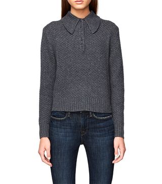 Frame + Cashmere Button Shawl Collar Sweater