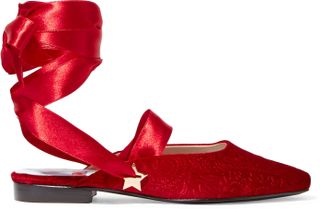 MR by Man Repeller + The Morning After Embossed Velvet Flats in Red