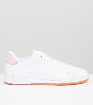 Reebok + Npc Ii Sneakers With Pink Heel And Sole Detail
