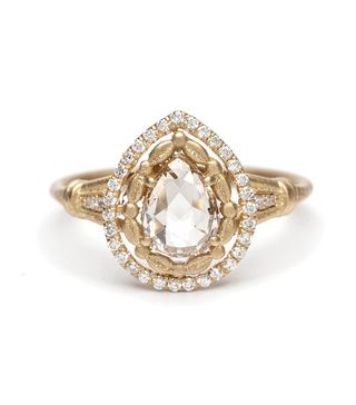 Sofia Kaman + Athena Halo Pear Shape Rose Cut Diamond Ring