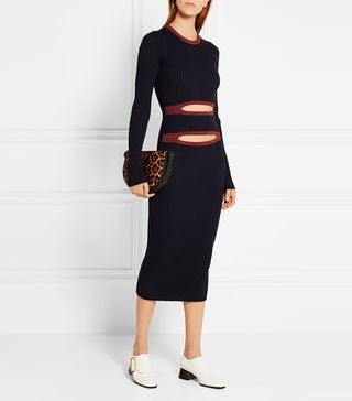 Victoria Beckham + Cutout Ribbed-Knit Midi Dress