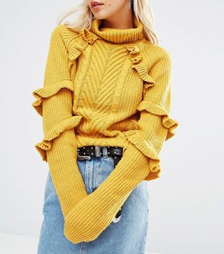 Glamorous + Ruffle Detail Knitted Sweater