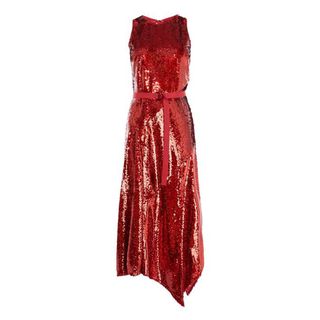 Karen Millen + Sequin Belted Midi Dress