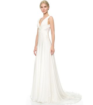 Theia + Ruched Chiffon Gown