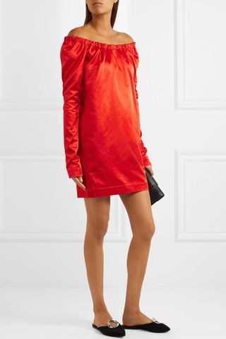 Isa Arfen + Off-the-Shoulder Cotton-Blend Satin Mini Dress