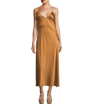 LoveShackFancy + Kate V-Neck Satin Cocktail Slip Dress