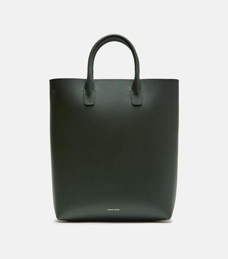 Mansur Gavriel + Calf Leather North South Tote Moss Size