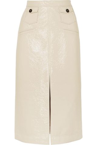 AlexaChung + Faux Patent-Leather Pencil Skirt