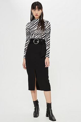 Topshop + Ring Buckle Midi Skirt