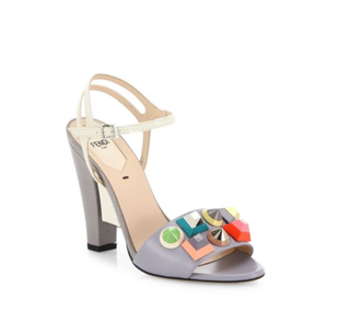 Fendi + Fantasia Studded Leather Ankle-Strap Sandals