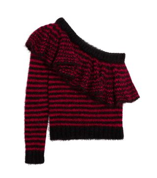 Philosophy di Lorenzo Sefafini + One-Shoulder Ruffled Mohair-Blend Sweater