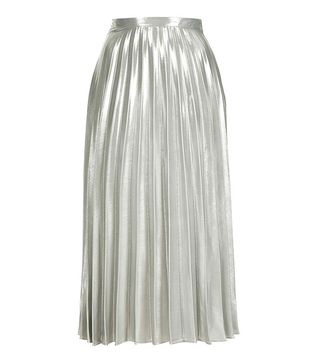 Topshop + Metallic Pleat Ankle Grazer Skirt