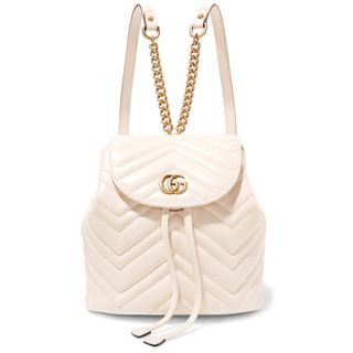 Gucci + GG Marmont Quilted Leather Backpack in Cream