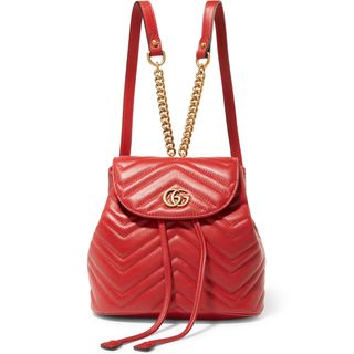 Gucci + GG Marmont Quilted Leather Backpack in Red