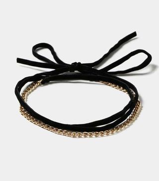 Topshop + Velvet and Chain Tie Up Choker Necklace