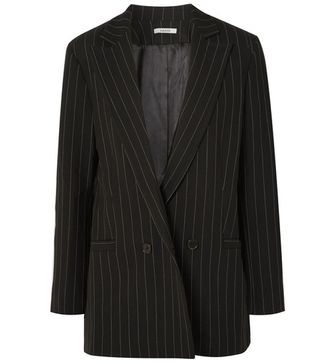 Ganni + Pinstriped Crepe Blazer