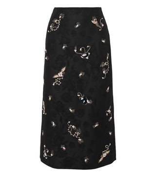 Erdem + Maira Embroidered Cotton-Blend Jacquard Pencil Skirt