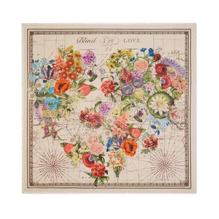 Gucci + Floral Heart Print Wool Silk Shawl
