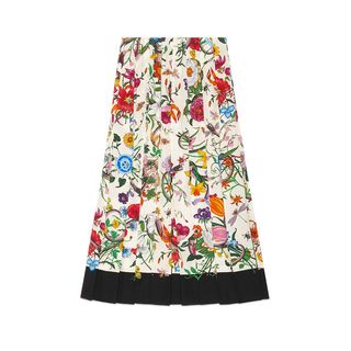 Gucci + Flora Snake Silk Skirt