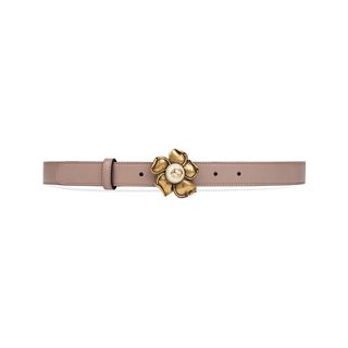 Gucci + Leather Belt with Metal Flower