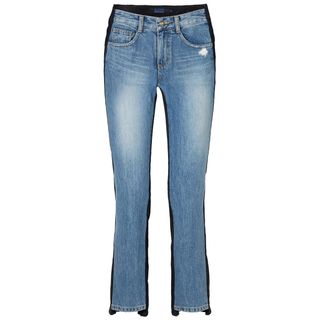 SJYP + Corduroy-Panelled Mid-Rise Straight Leg Jeans