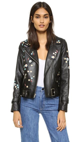 Sandy Liang + Floral Delancey Leather Jacket