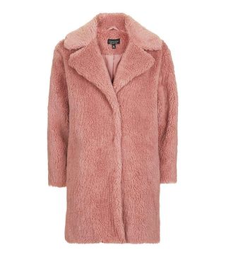 Topshop + Pink Casual Faux Fur Coat